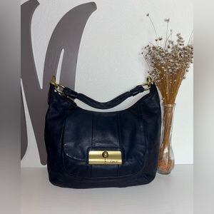 *COACH* Kristin Blue Leather Front Clasp Shoulder Bag Purse.